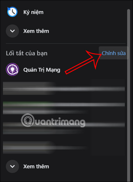 Chỉnh lối tắt Facebook PC