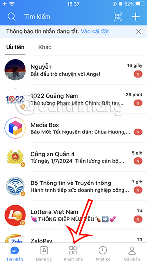 Khám phá trên Zalo