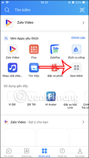 Xem dịch vụ trên Zalo