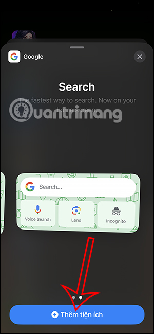 Thêm tiện ích Google trên iPhone