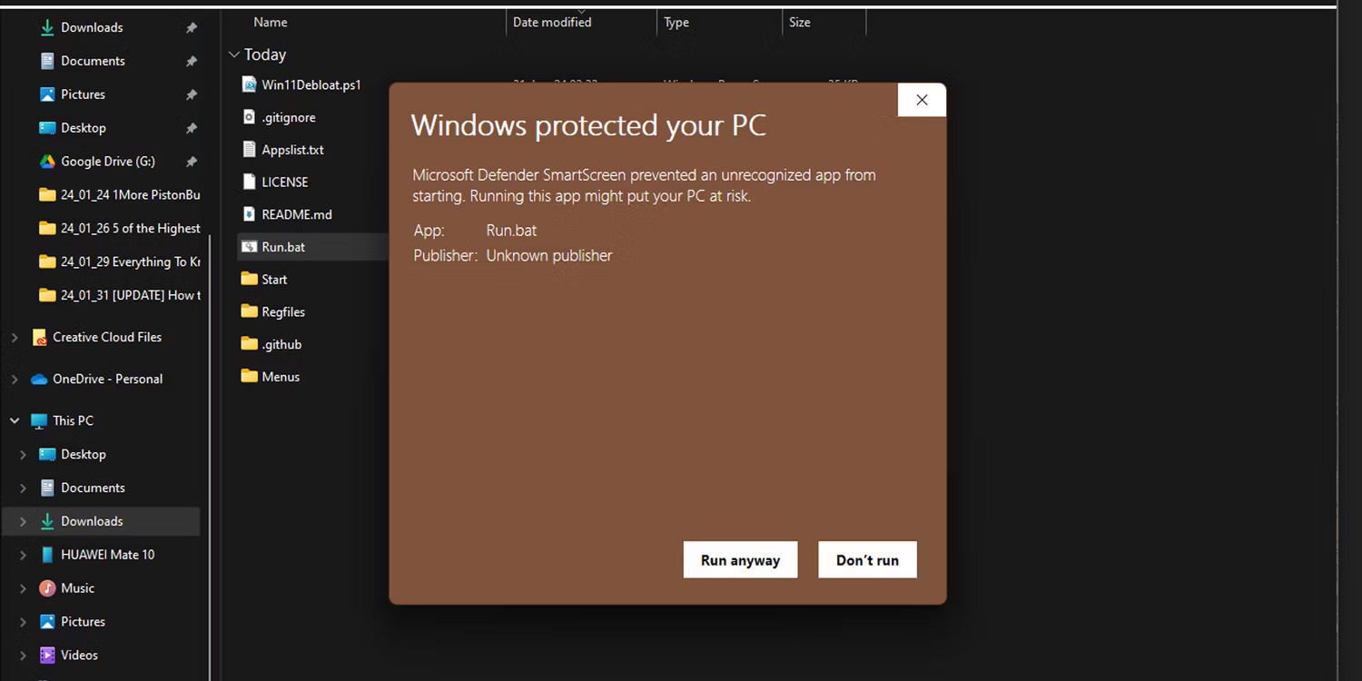 Thông báo Windows protected your PC