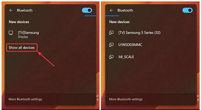 Nhấp vào tùy chọn "Show all devices"