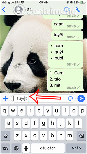 Tạo khối trích dẫn trong WhatsApp