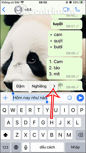 Tùy chọn định dạng tin nhắn WhatsApp