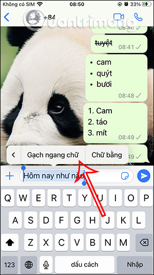 Chọn định dạng tin nhắn WhatsApp