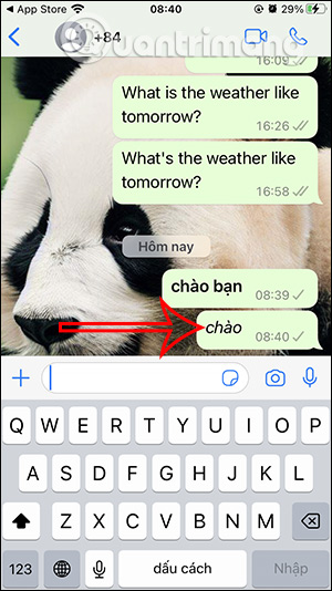 Chữ in nghiêng WhatsApp