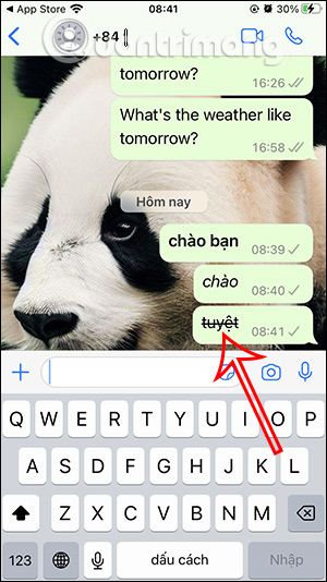 Tạo chữ gạch chân WhatsApp