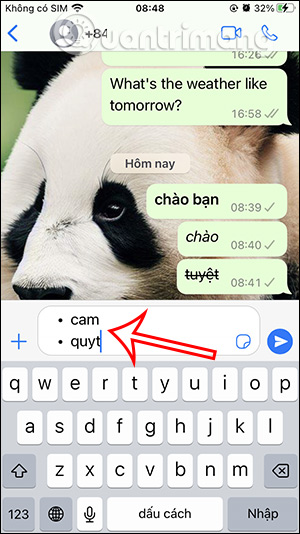 Danh sách trong WhatsApp