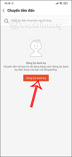 Đồng bộ danh bạ ShopeePay