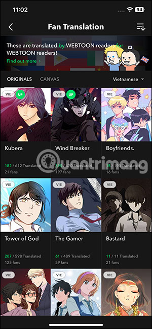 Truyện tiếng Việt trên Naver Webtoon