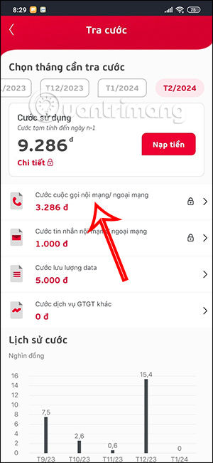Tra lịch sử cuộc gọi Viettel