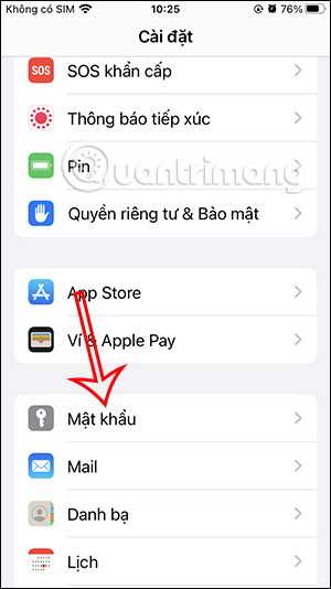 Mật khẩu trên iPhone