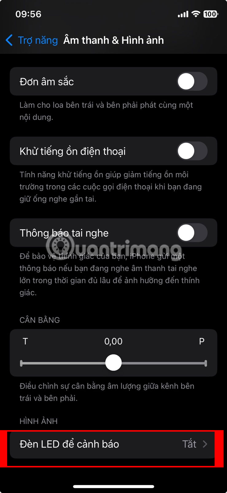 Nhấn vào Đèn LED để cảnh báo