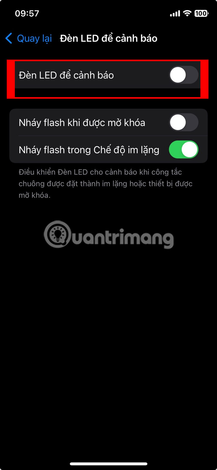 Bật Đèn LED để cảnh báo