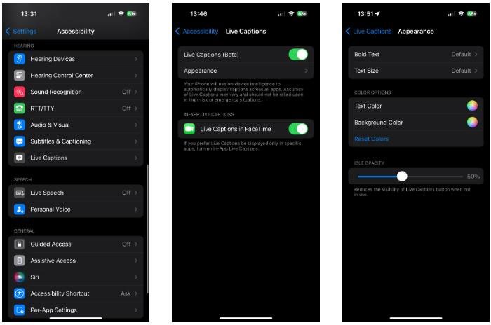 Tùy chọn Live Captions trên iPhone