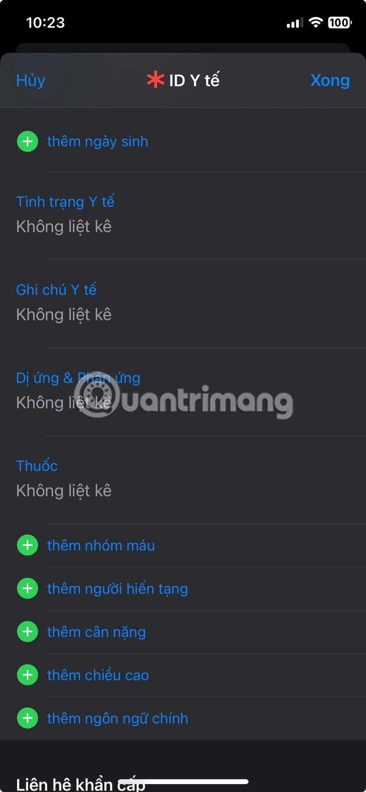 Thêm các thông tin y tế