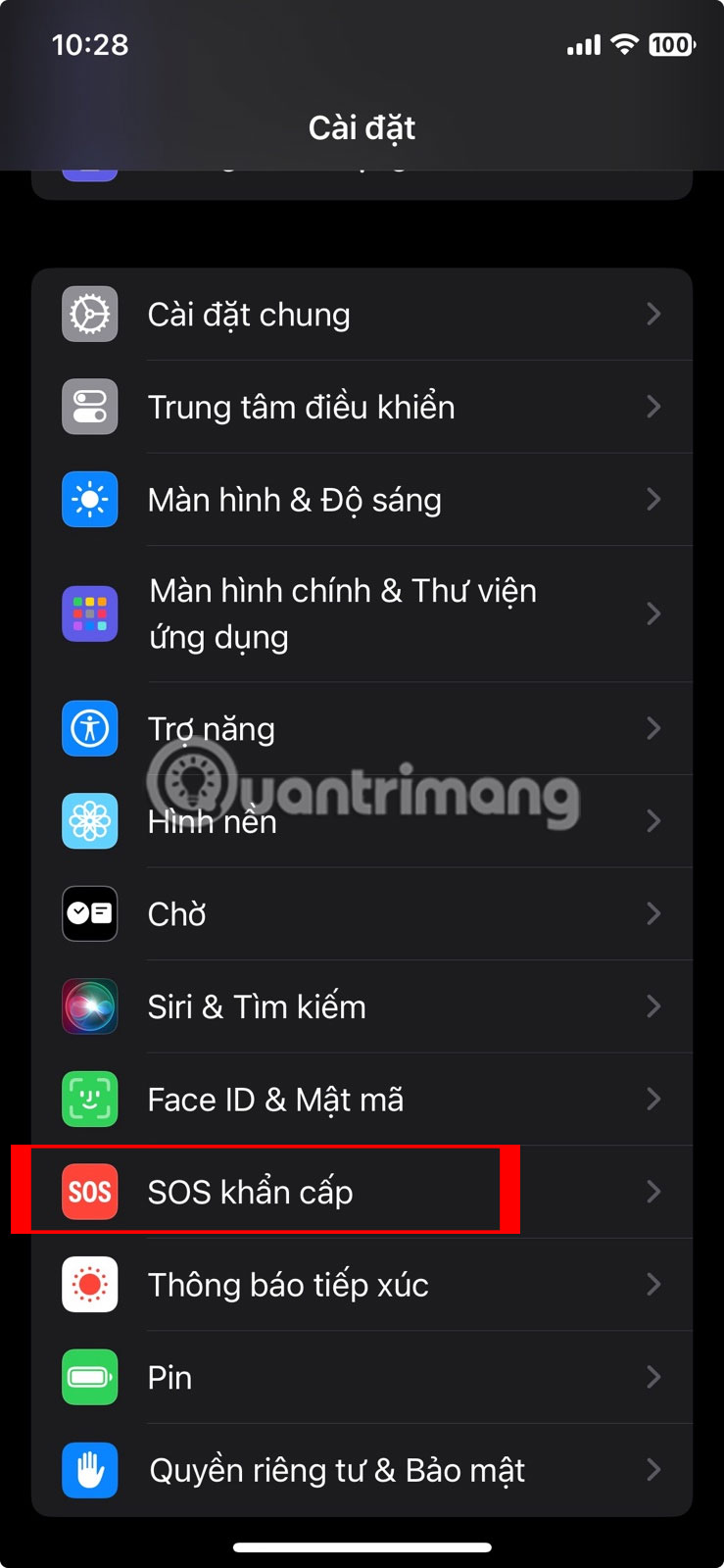 Đi tới Cài đặt > SOS khẩn cấp