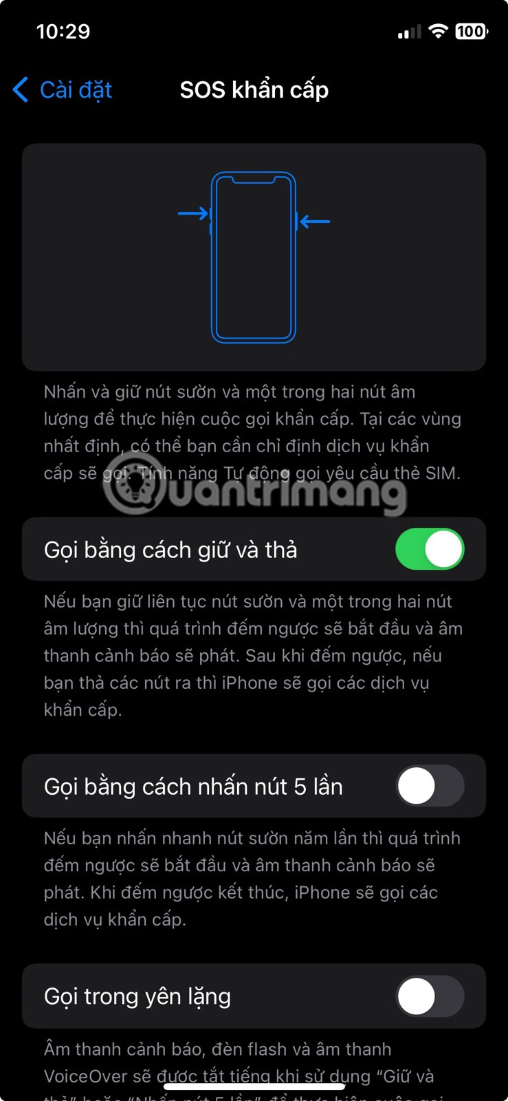 Bật Gọi bằng cách giữ và thả