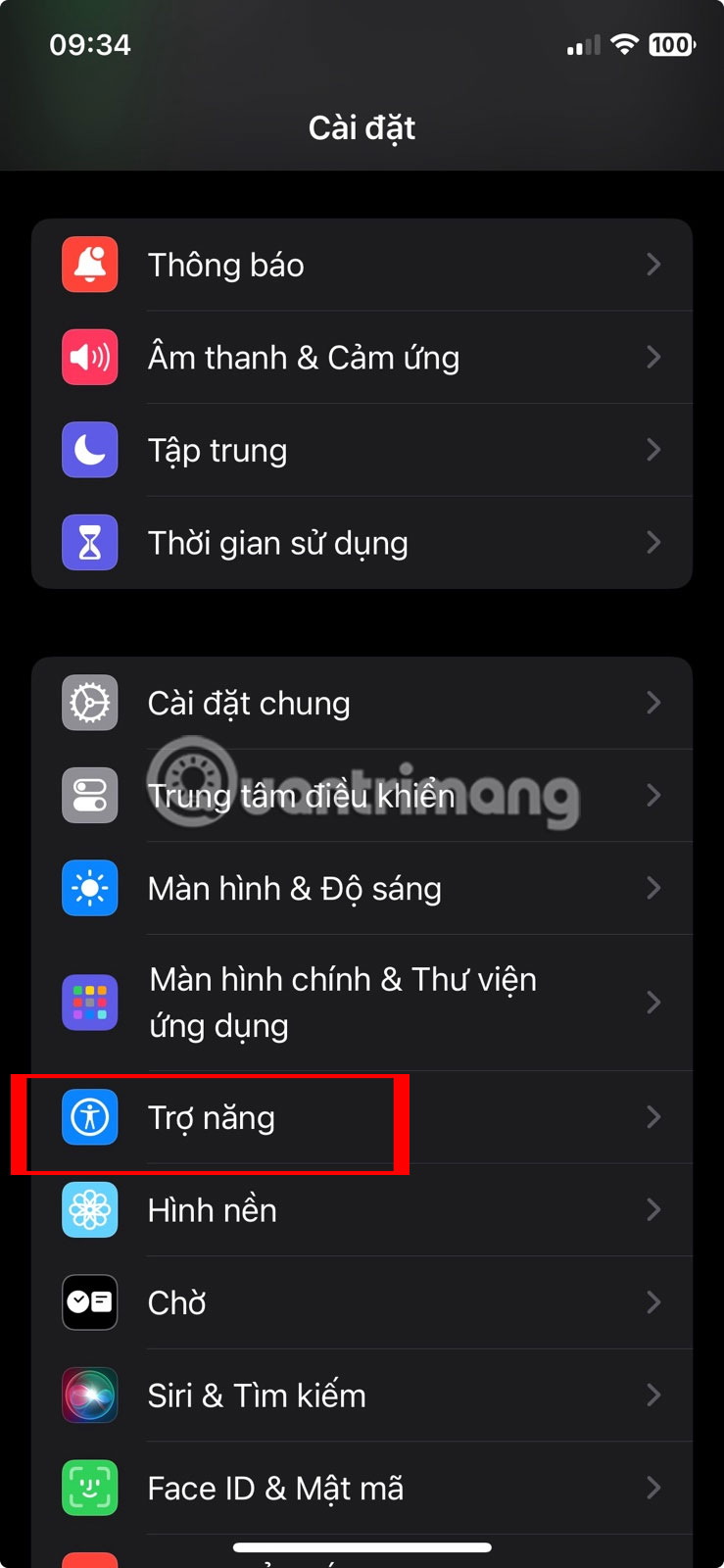 Đi tới Cài đặt > Trợ năng