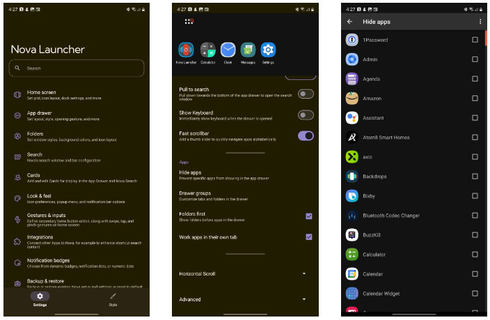 Ẩn ứng dụng trong Nova Launcher