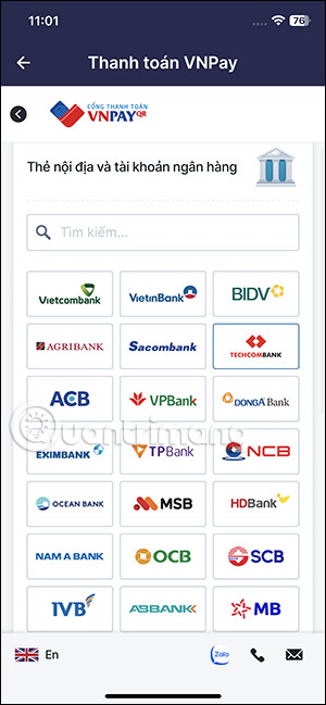 Thanh toán qua app ngân hàng
