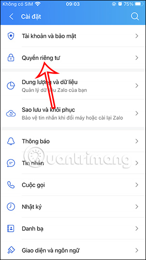 Chỉnh quyền riêng tư Zalo