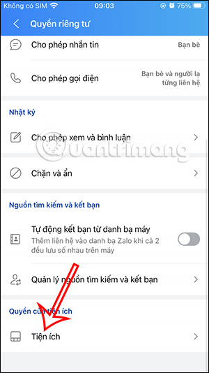Chỉnh Tiện ích Zalo