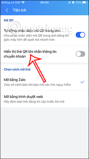 Hiển thị thông tin thanh toản trên Zalo