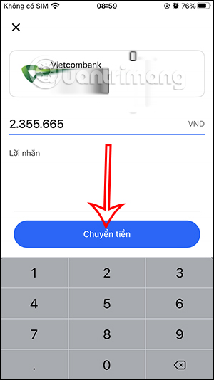 Chuyển tiền trên Zalo