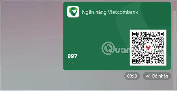 Thông tin thanh toán trên Zalo pc