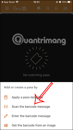 Quét mã thẻ trên Pass2U