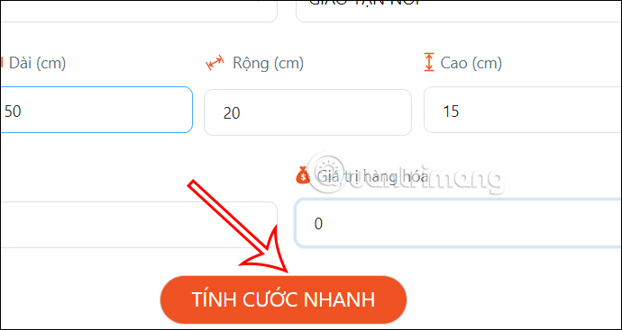 Tính cước nhanh vận chuyển Phương Trang