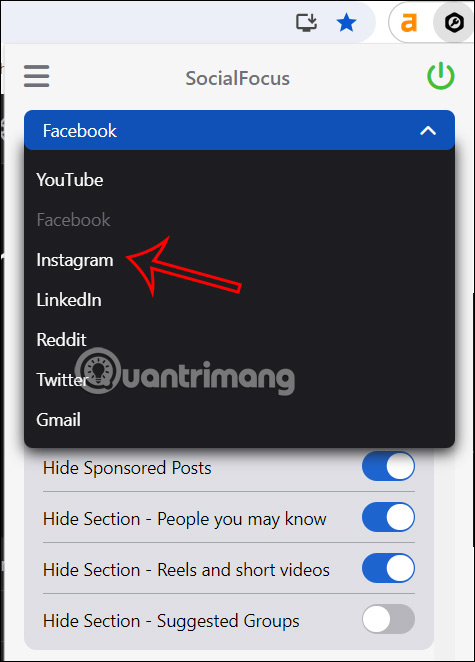 Chọn trang web khác trên SocialFocus