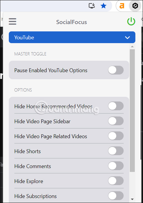 Chỉnh YouTube trên SocialFocus