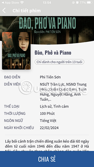 Hướng dẫn đặt vé Đào, phở và piano rạp Beta Cinemas