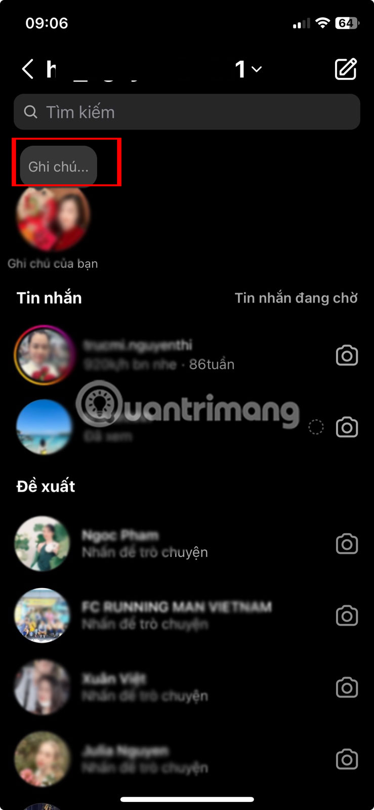 Nhấn vào Ghi chú