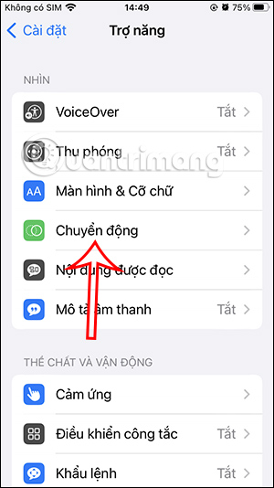 Chỉnh chuyển động trong iPhone 