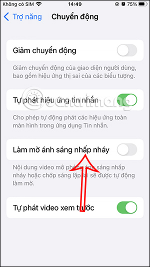 Làm mờ ánh sáng nhấp nháy trên iPhone