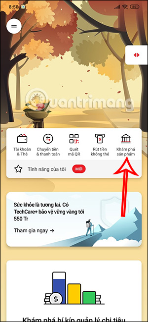 Dịch vụ trên Techcombank Mobile