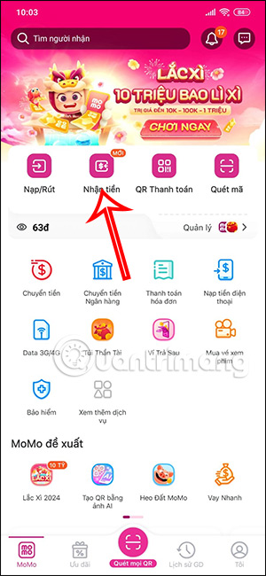Mã nhận tiền trên MoMo