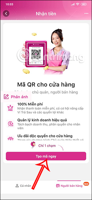 Tạo mã cửa hàng trên MoMo