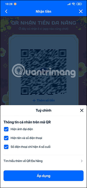 Tùy chỉnh mã QR thanh toán trên ZaloPay