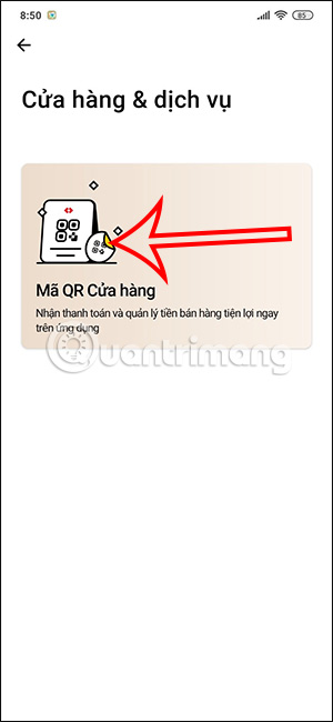 Mã QR cửa hàng trên Techcombank Mobile