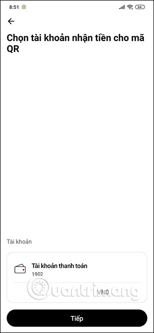 Chọn tài khoản Techcombank