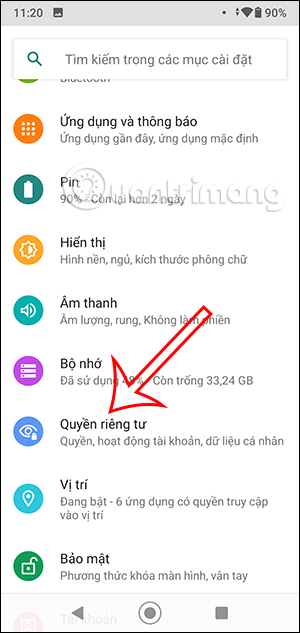 Quyền riêng tư trên Android
