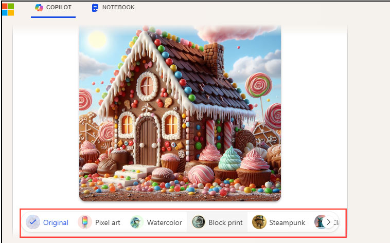 Hiệu ứng ảnh trên Copilot