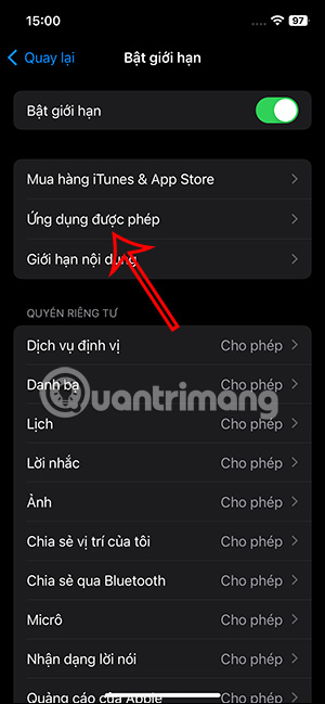 Chỉnh ứng dụng hoạt động trên iPhone