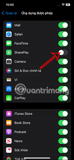 Chặn SharePlay iPhone