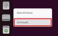 Tùy chọn Unmount trên 'Volume 2' ẩn mới được định dạng.