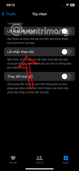 Tắt lời nhắc uống thuốc trên iPhone 